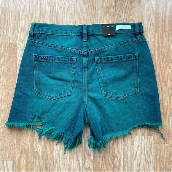 NWT Blank NYC Vintage High-Rise Blue Green Distressed Shorts - Picture 5 of 13